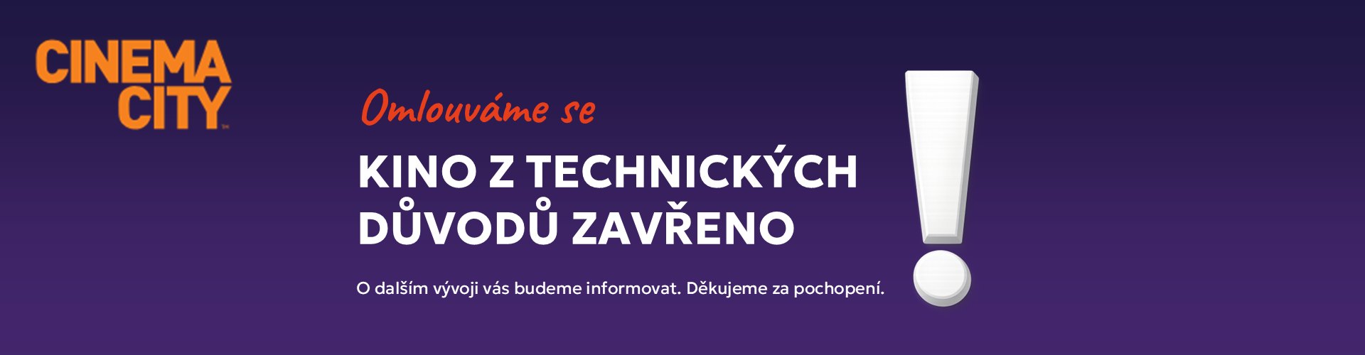 Kino z technických důvodů zavřeno