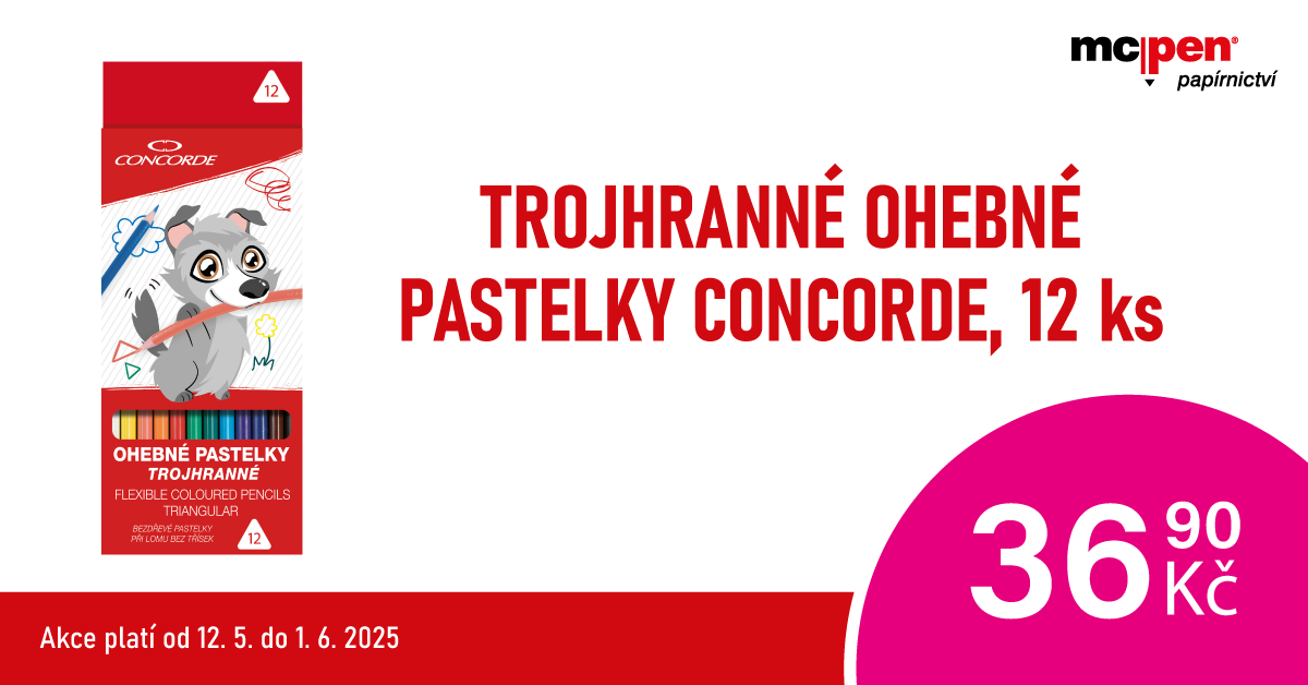 Trojhranné ohebné pastelky Concorde, 12 ks