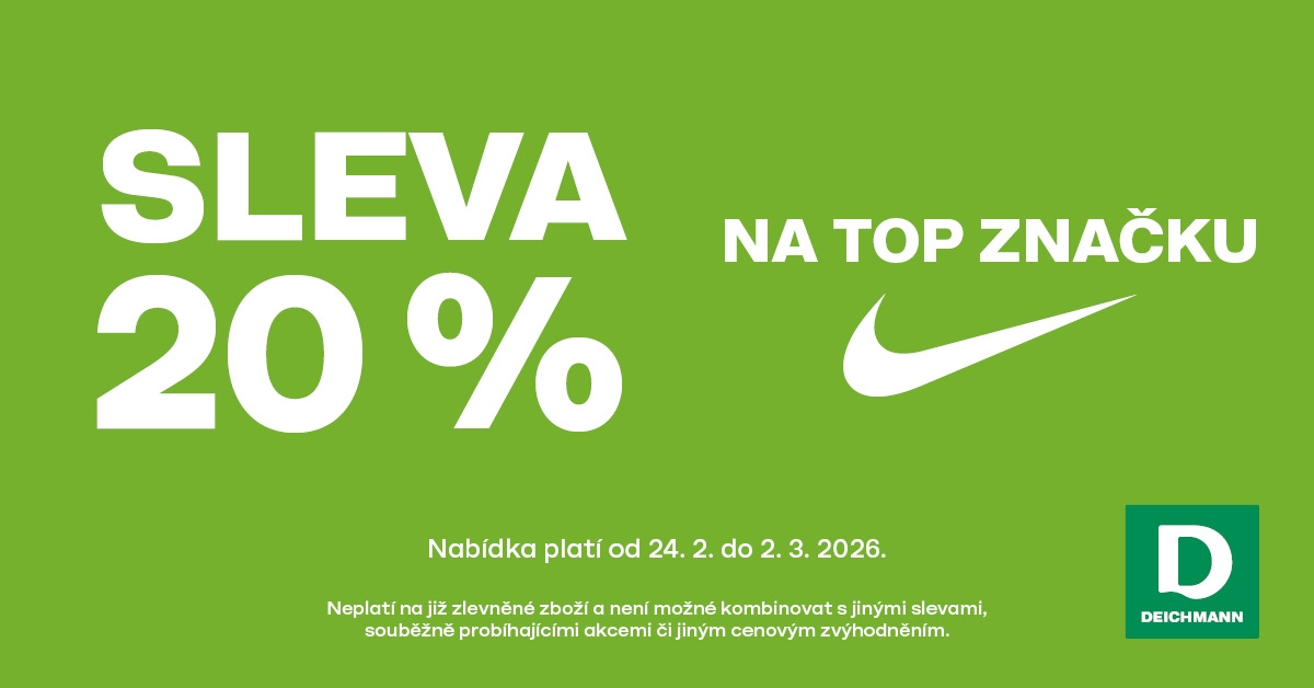 Sleva 20 % na top značku Nike